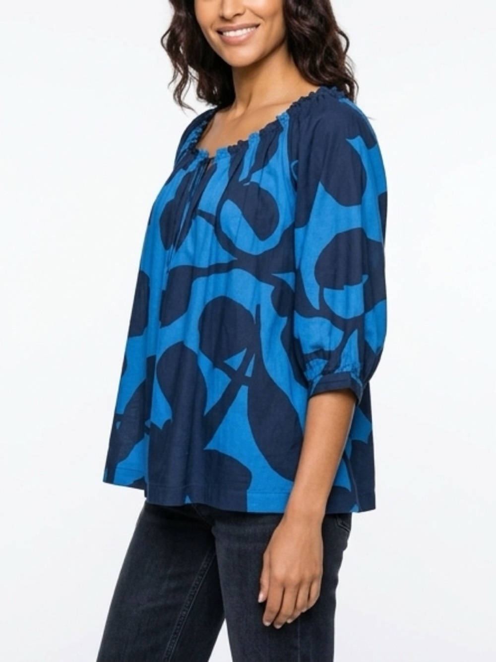 Michael Kors Silk Blend Blouse Abstract Petite Medium